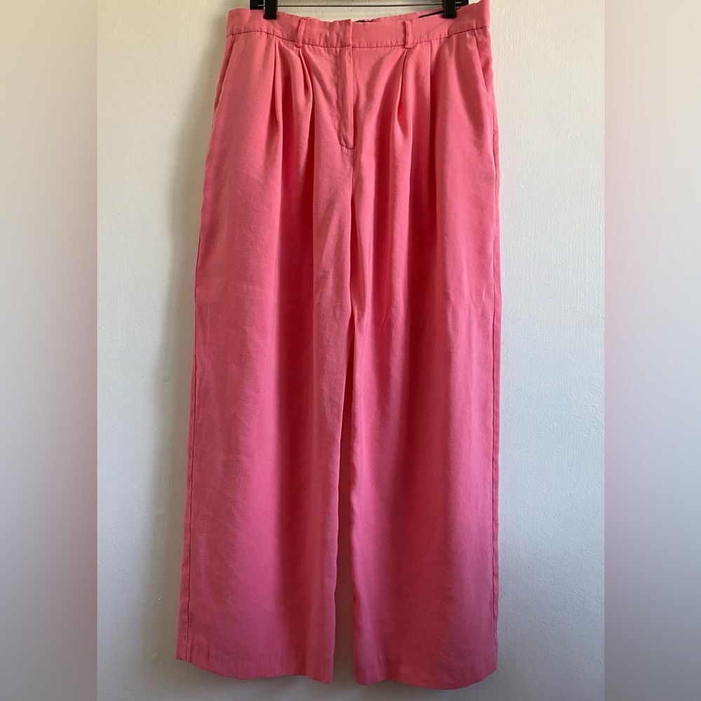 ASOS Hot Pink Wide-Leg trousers Pants Size 12 high rise Slouchy